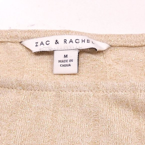 New Zac & Rachel Shirred Square Neck Bodice Top White Swan with Gold Lurex M - Picture 5 of 14